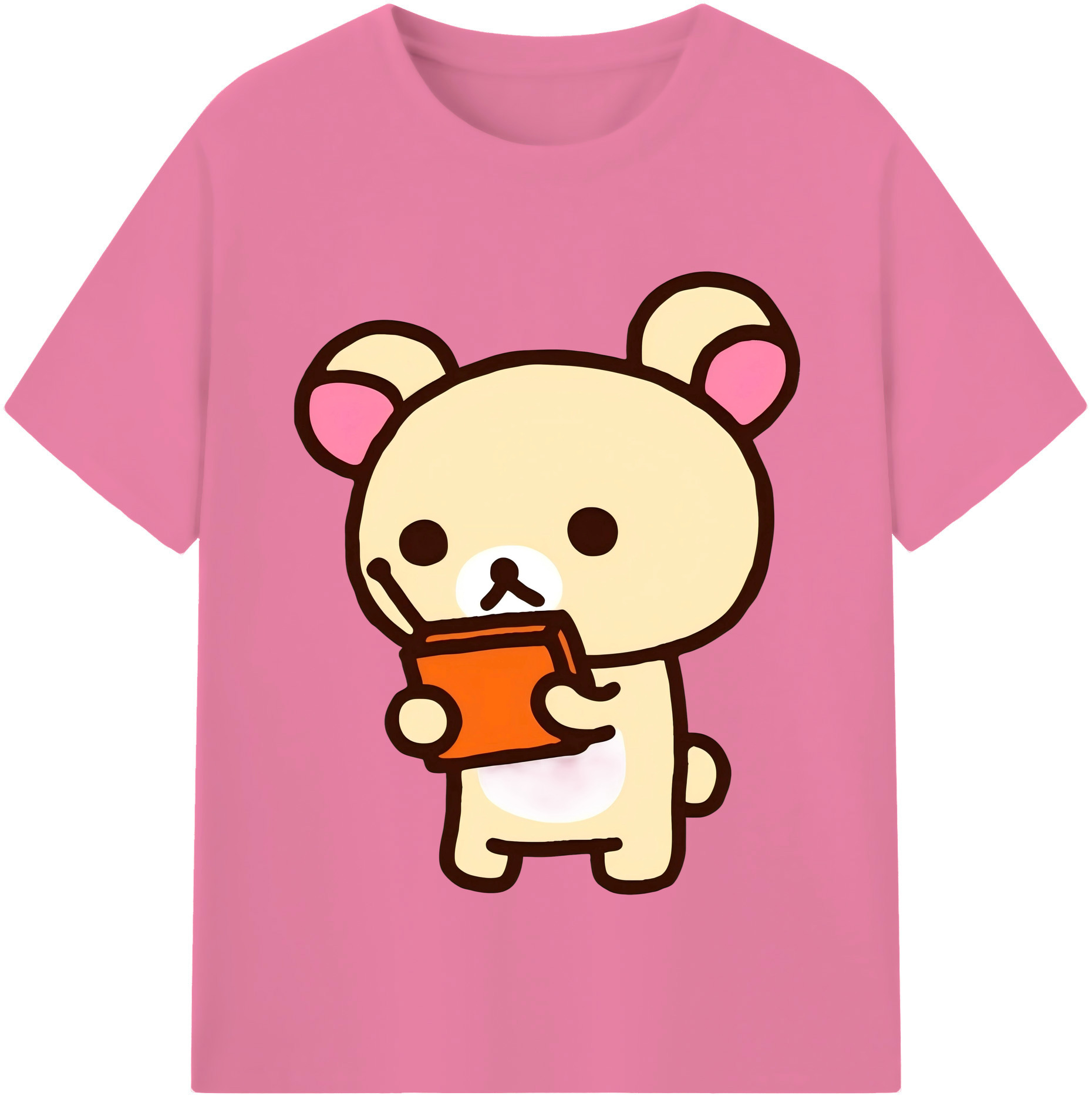 （画像用） リラックマ リラックマ キイロイトリ Rilakkuma Korilakkuma Kiiroitori 綿100％半袖Tシャツ（フロントプリント）
